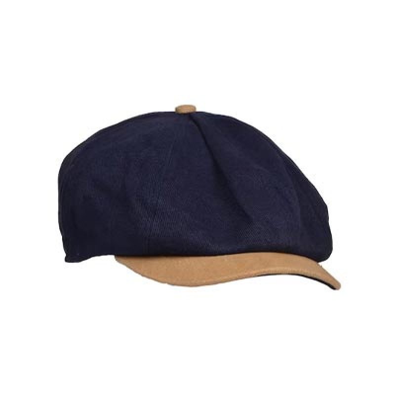 Unisex Navy Blue & Beige Solid Ascot Cap